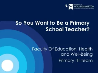 So You Want to Be a Primary School Teacher ?