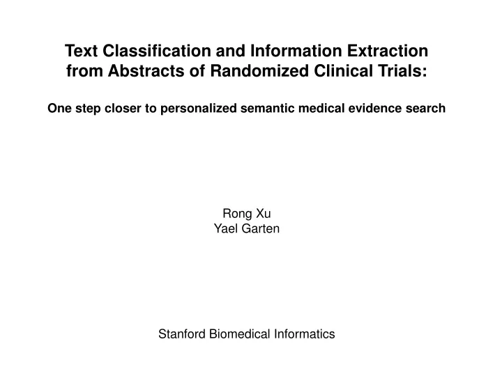 text classification and information extraction
