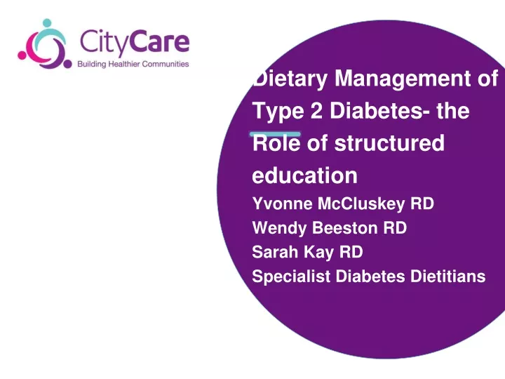 dietary management of type 2 diabetes the role
