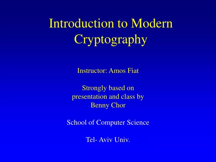 introduction to modern cryptography