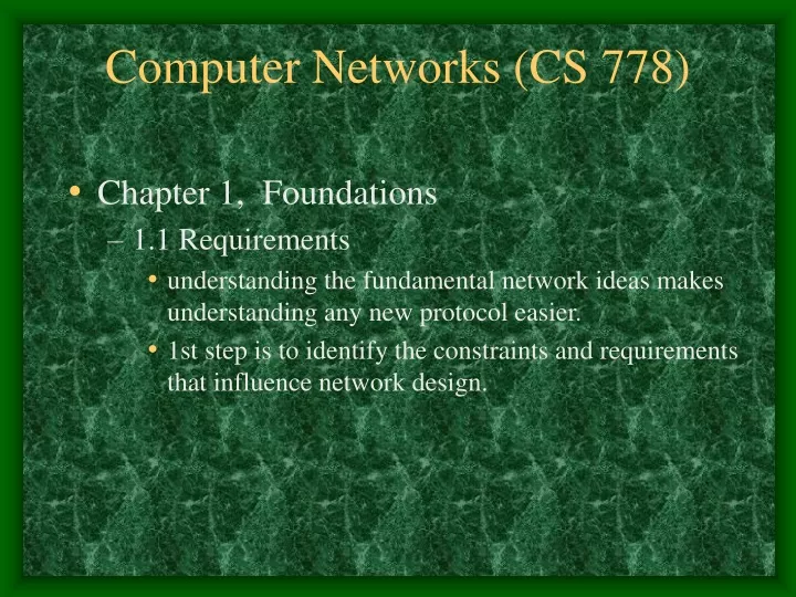 computer networks cs 778