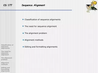 CS 177          Sequence Alignment