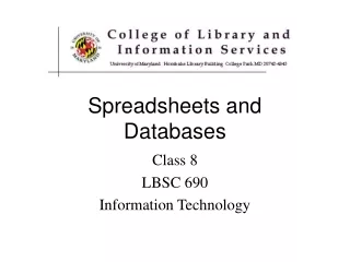 Spreadsheets and Databases