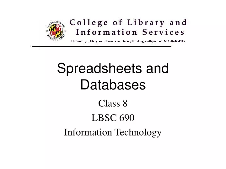 spreadsheets and databases