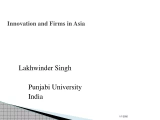 Innovation and Firms in Asia