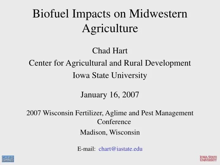 biofuel impacts on midwestern agriculture