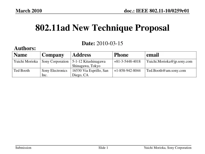 802 11ad new technique proposal