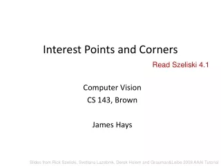 Interest Points and Corners