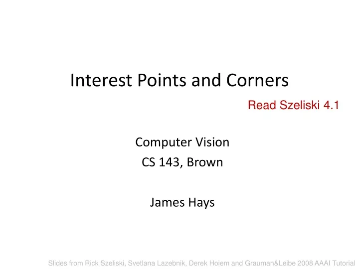 interest points and corners