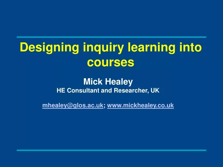 designing inquiry learning into courses