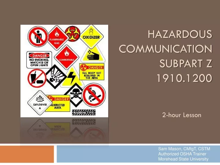 hazardous communication subpart z 1910 1200