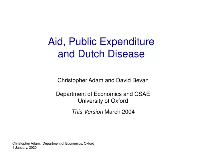 aid public expenditure and dutch disease