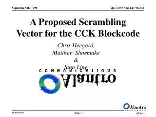 A Proposed Scrambling Vector for the CCK Blockcode