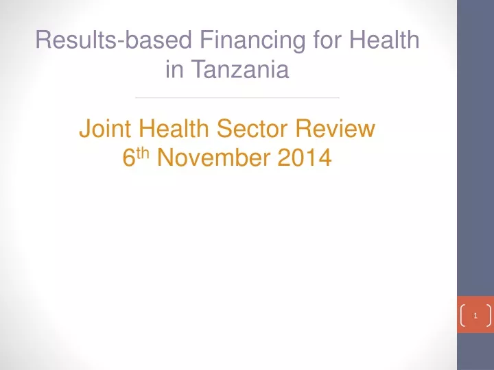 results based financing for health in tanzania