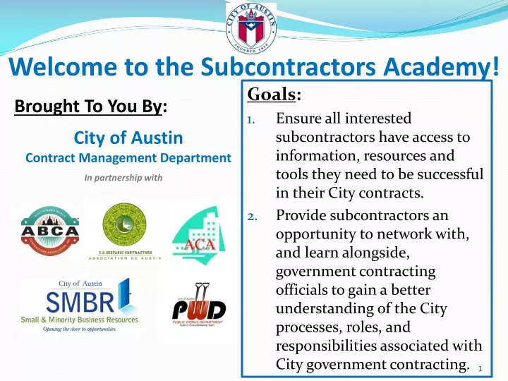 welcome to the subcontractors academy