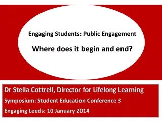 Dr Stella Cottrell, Director for Lifelong Learning  Symposium: Student Education Conference 3