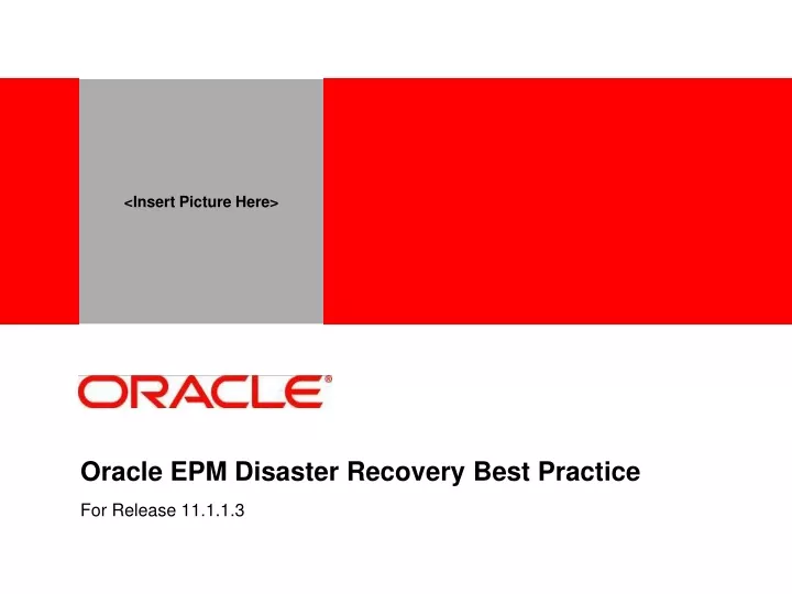 oracle epm disaster recovery best practice