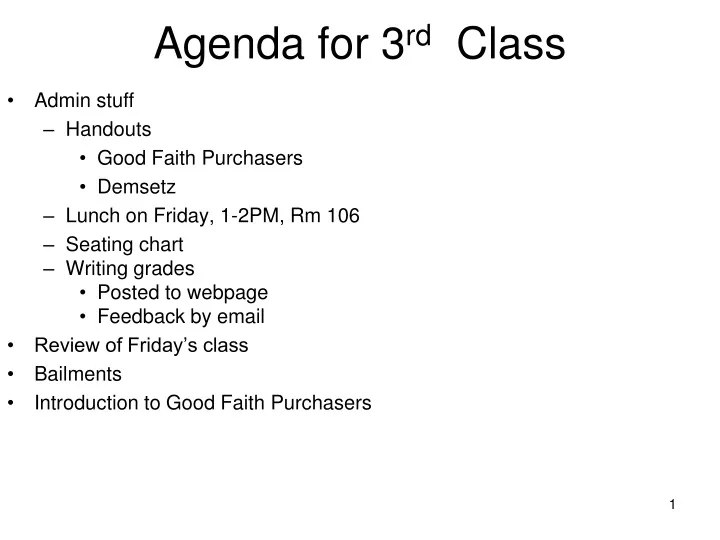 agenda for 3 rd class