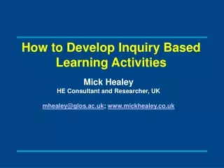 How to Develop Inquiry Based Learning Activities