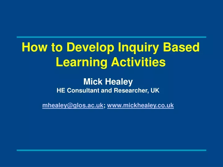 how to develop inquiry based learning activities
