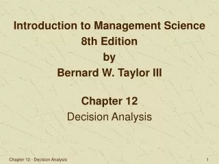 Chapter 12 Decision Analysis