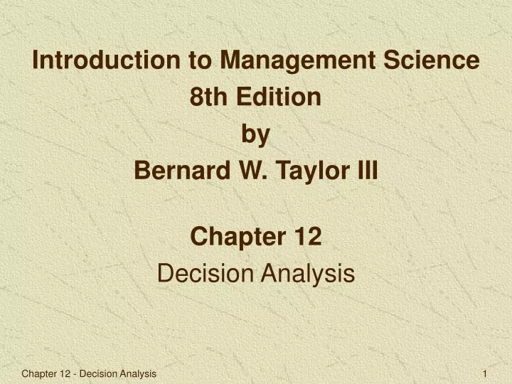 introduction to management science 8th edition