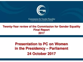 Presentation to PC on Women in the Presidency – Parliament 24 October 2017