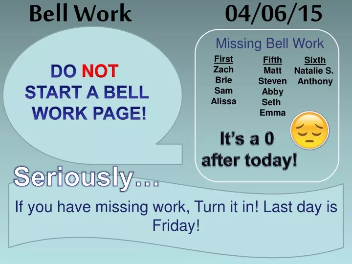 bell work 04 06 15