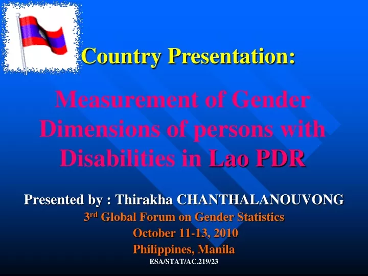 measurement of gender dimensions of persons with disabilities in lao pdr