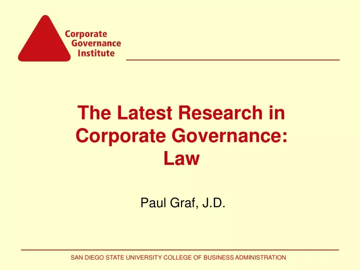 the latest research in corporate governance law