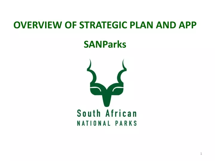 overview of strategic plan and app sanparks