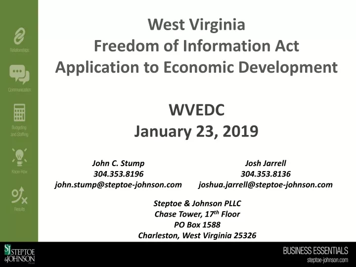 west virginia freedom of information act application to economic development wvedc january 23 2019