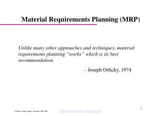 Material Requirements Planning (MRP)