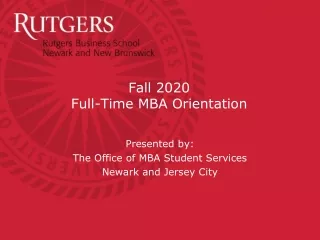 Fall 2020 Full-Time MBA Orientation