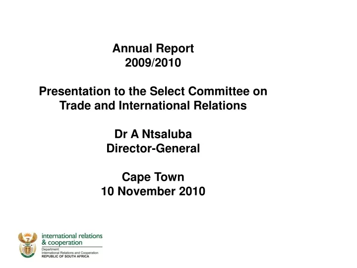 annual report 2009 2010 presentation