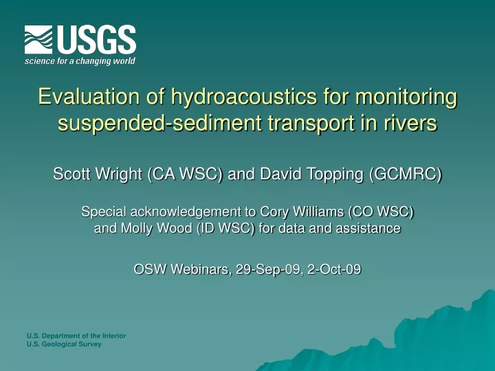 evaluation of hydroacoustics for monitoring