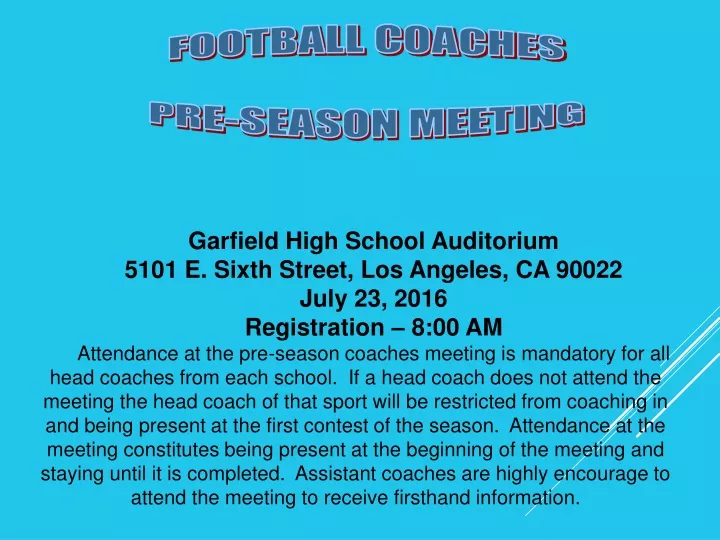 football coaches pre season meeting