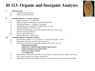 JS 113: Organic and Inorganic Analyses