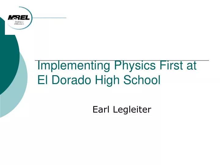 implementing physics first at el dorado high school