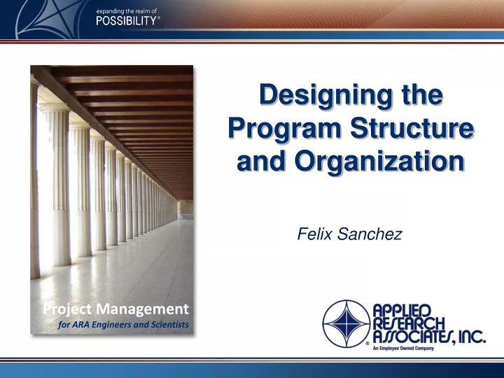 designing the program structure and organization