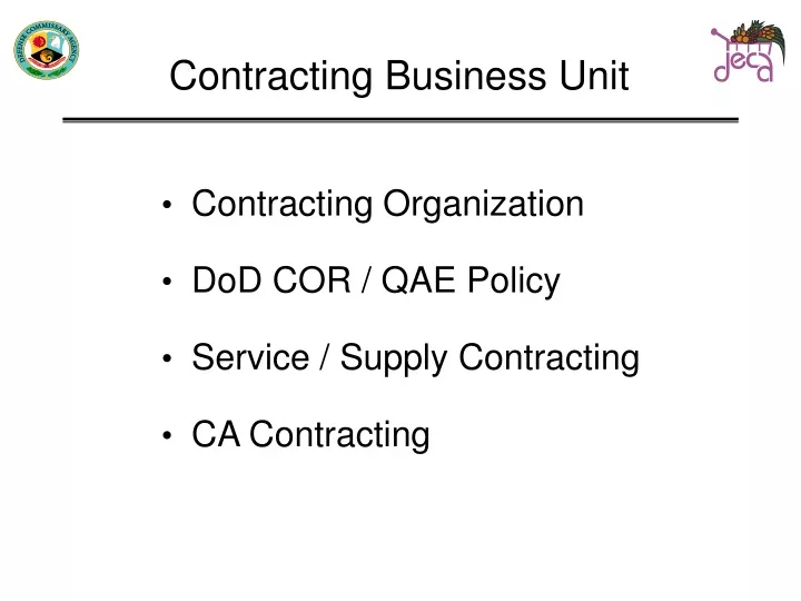 contracting business unit