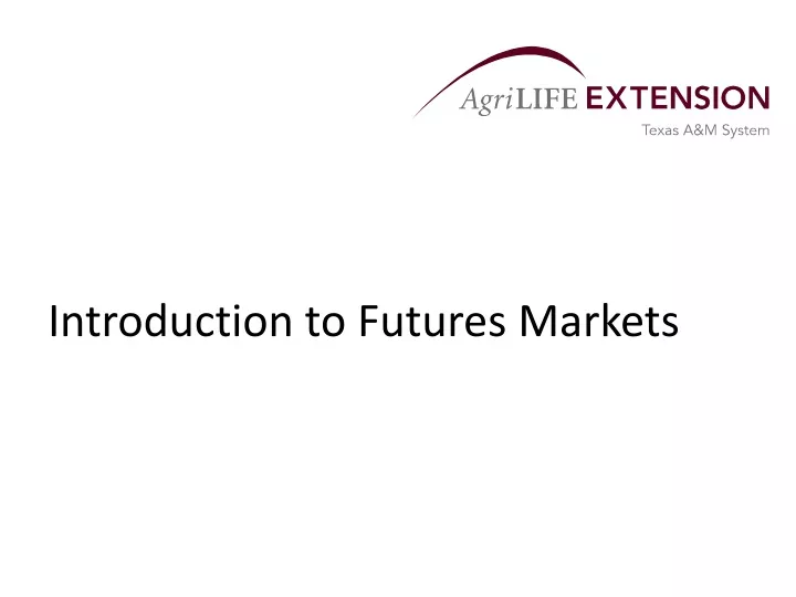 introduction to futures markets