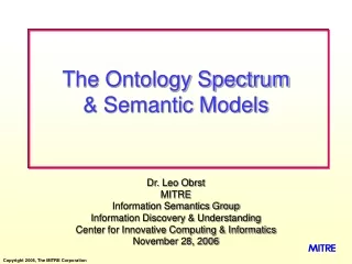 The Ontology Spectrum  &amp; Semantic Models