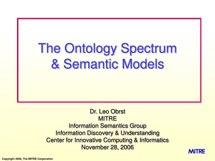 the ontology spectrum semantic models