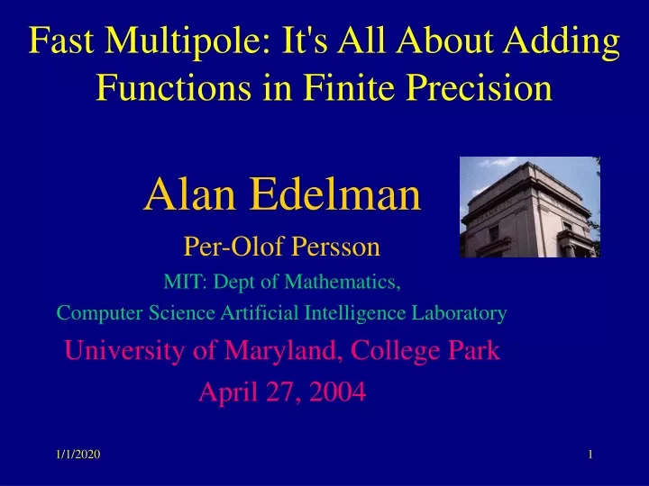 fast multipole it s all about adding functions in finite precision