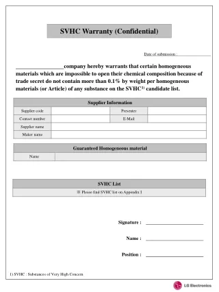SVHC Warranty (Confidential)