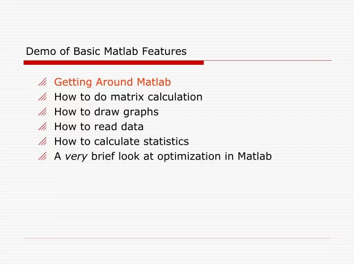 demo of basic matlab features