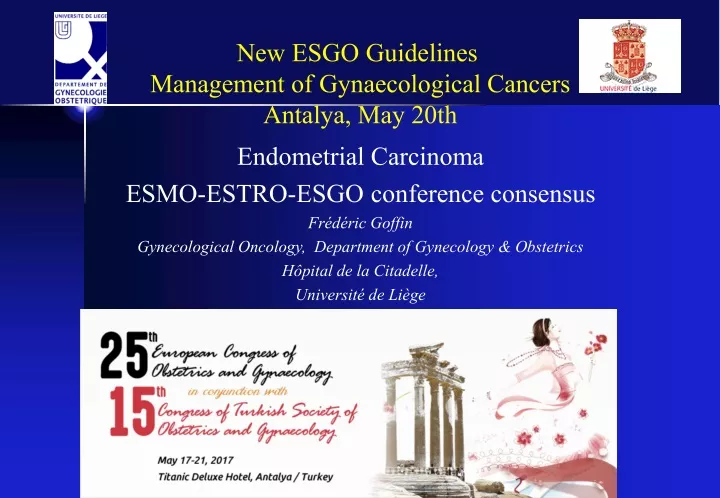 new esgo guidelines management of gynaecological
