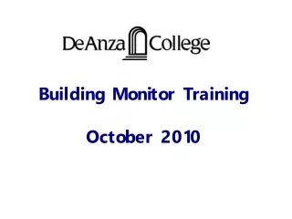 Building Monitor Training October 2010