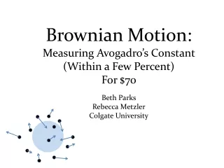 Brownian Motion:  Measuring Avogadro’s Constant (Within a Few Percent)  For $70 Beth Parks